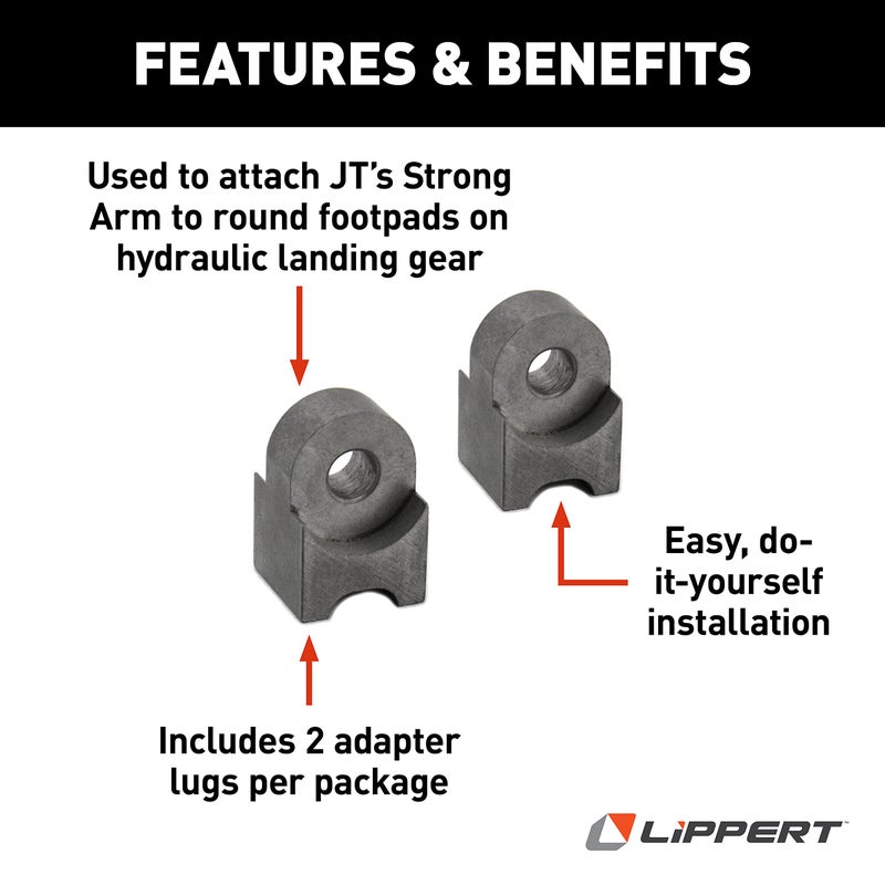 Lippert Components Lippert JTâ€™s Strong Arm RV Jack Stabilizer Adapter Lugs for Round Footpads, Hydraulic Landing Gear Jacks on 5th Wheel RVs and Travel Trailers, 2-Pack - 314592 - Image 2